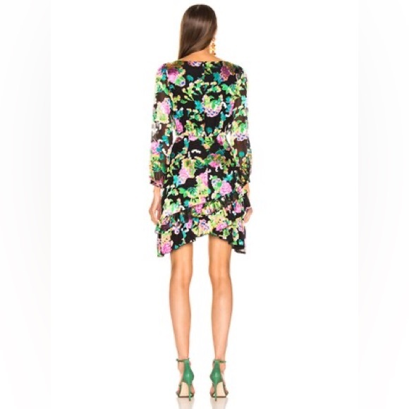Saloni Felicia Silk Blend Mini Dress Floral Print Black Multi-Color Size… - Picture 6 of 12